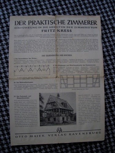 Zimmerleute fachbuch - zimmerleute, (1940)