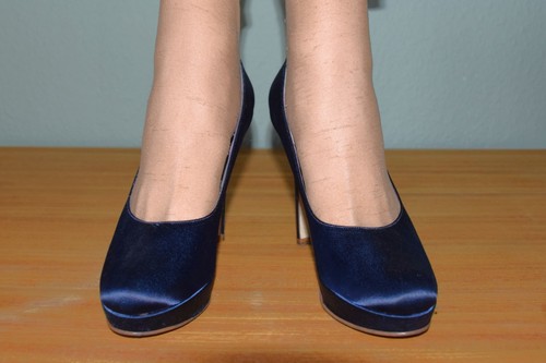Festliche blaue satinpumps - blaue,
