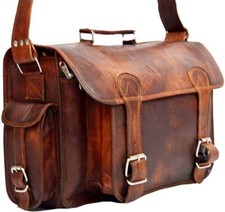 Sehr leichte handgefertigte Herren-Aktentasche aus Leder Laptop-Kuriertasche ...