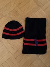 Schal u. Mütze v. Ralph Lauren, blau, TOP