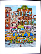 Pergola Linnea " Food Carts  "  Giclée, handsigniert, 17/50  47 x  61 cm