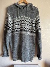 Wollmischung Nordic Alpine Style Strickpullover mit Kapuze - Größe XL (FH)