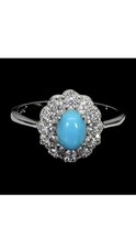 925 Sterling Silber Ring Oval Türkis 7x5mm Natur Edelstein Schmuck