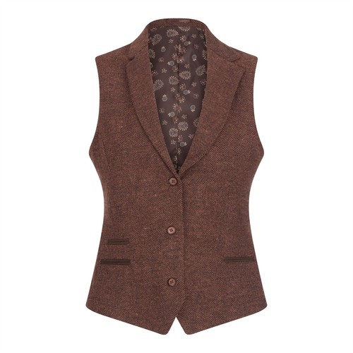 Damen braune wolle tweed weste - damen,
