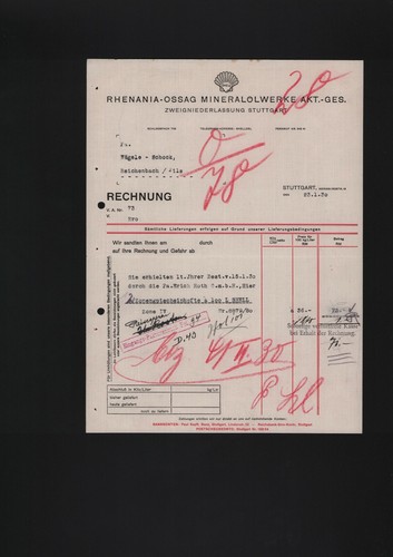 Stuttgart rechnung 1930 - rechnung,