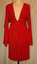 Damen langarm Plissée Kleid