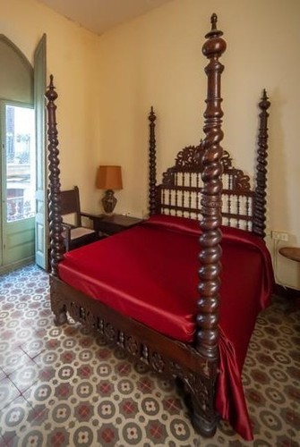Barockbett nussbaum mit - nussbaum,