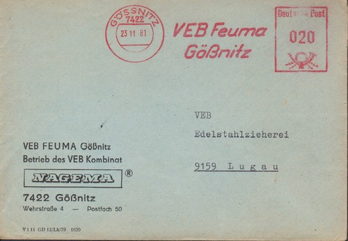 Gössnitz briefumschlag 1981 - briefumschlag,