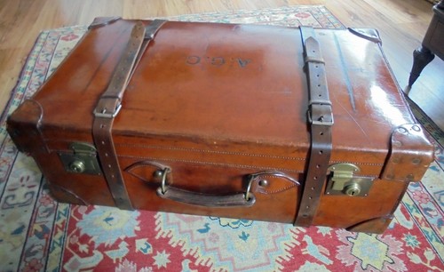 Vintage benannte leder koffer - vintage,