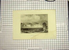 Alter antiker Druck um 1790-um 1900 Rheinfall Schaffausen Berge Gravur 18.