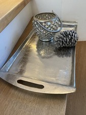 Metall Aluminium Silber Deko Servier Tablett Vintage Shabby Skandi Impressionen 