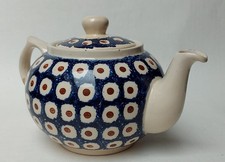 Alte Teekanne Bunzlauer Keramik Pfauenauge Original Bunzlau Feuerfest