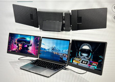 Tragbarer Monitor für Laptop, 14" Triple Laptop Screen Extender, FHD 1080p Porta