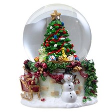 Große Schneekugel Spieluhr 15cm Schneemann/Baum Polyresin Glas Weihnachtsdeko