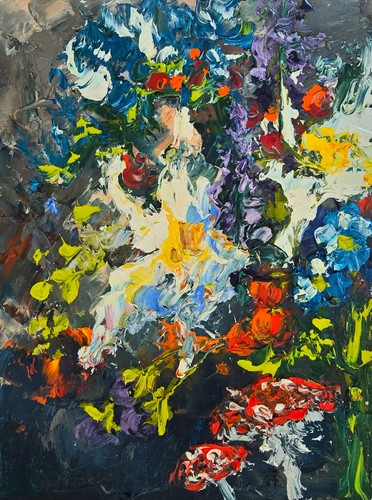 Blumen herbst ölbild 15x20 - blumen,