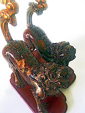 Paar alte Foo Hund Wächter Löwe Statue, Feng Shui