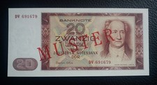 Germany - 20 Mark Goethe 1964 Muster / UNC   selten !!!