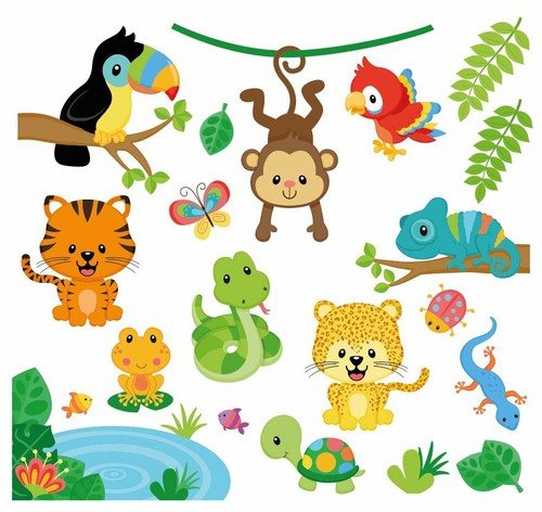 Wandsticker regenwald papagei - wandsticker,