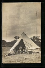 Foto-AK Zelt mit Jugendlichen im Eingang 