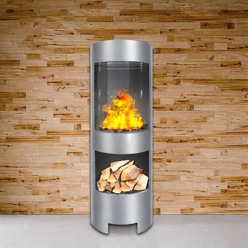 Gelkamin grau mit holzfach - gelkamin,