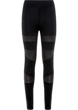 Leggings mit Lederimitat-Einsätzen Gr 40/42 Schwarz Damenhose Freizeit-Pants Neu