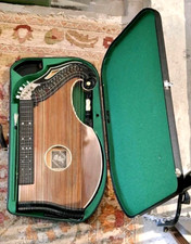 Alte Zither Harfenzither + Kasten WALTHARI MITTENWALD Schnitzereien Perlmutt ..