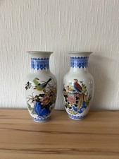 2 Vasen / Blumenvase - chinesisches Porzellan Blumen / Vögel Dekor Deko