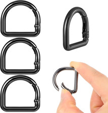 4 Stück D-Ringe 22mm Schwarz Karabiner Federhaken für Taschen Geldbörsen