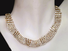 Kette Neu Gablonz  Kristalle Edelstahl Collier strahlend festlich 44cm anpassbar