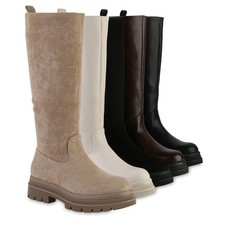 Damen Plateaustiefel Stiefel