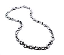 Halskette, Bohnenkette, massive Kette, Weißgold 750 18 KT