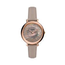 FOSSIL Uhr ES5091 Jacqueline Damenuhr Roségold Leder Grau Armbanduhr Solar Datum