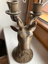 Kerzenständer , Hirschkopf, Gusseisen (?)