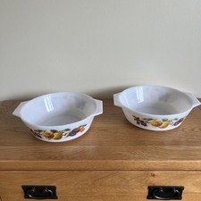 JAJ Pyrex Kent Obstgarten Muster Auflaufform x 2 groß Vintage