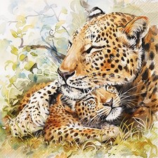 20 Servietten Leopard Family