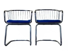 2x 60er 70er Jahre Drahtstuhl Armlehnstuhl Dining Chair Metall Verchromt Design