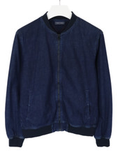 Tommy Hilfiger Jacke Herren Groß Denim-Look Bomber Fade Effekt Zip Futter Blau