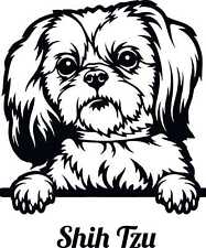 Autoaufkleber / Sticker /  Innen und Außen Porträt Kopf Umriss Foto Shih Tzu 06