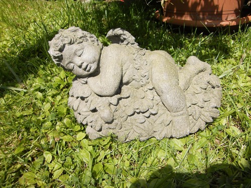 Steinfigur gartenfigur engel - steinfigur,
