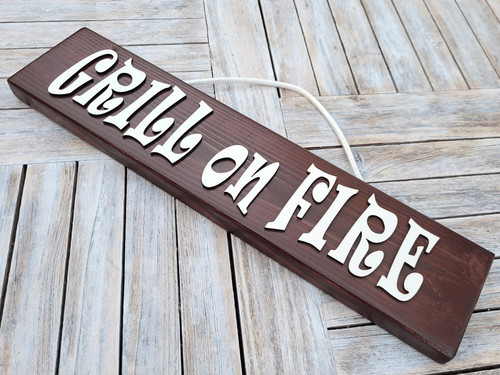 Grill fire holzschild - grill,