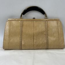 VINTAGE Edle Echt Leder Tasche Clutch Echsen Prägung Handtasche