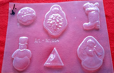 Gips Gieß Bild Silikonform 6 Weihnacht Motive Geschenk Vorlage Bastler Vintage