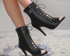 Neue Damen Glänzend Schwarze