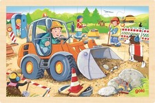 Einlegepuzzle BAUSTELLE Bagger Rahmenpuzzle Holzpuzzle 24 Teile Kinderpuzzle