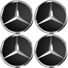 4x Original Mercedes Radnabenabdeckung Stern erhaben schwarz B66470200 im Set