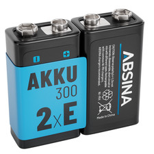 ABSINA 2x 9 Volt Block Akkus