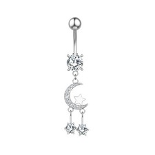 Edelstahl Bauchnabel Piercing mond Gebogener Stab Zirkon Nabel Banane Kette