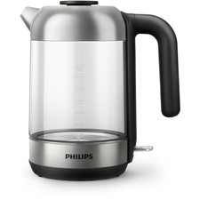 Philips 1.7 L Glas Wasserkocher mit Kontrollanzeige, Deckel, Schwarz (HD9339/80)