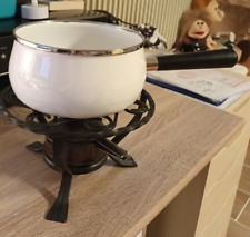 FONDUE-SET Topf mit Stövchen Brenner weiß