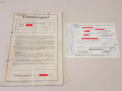 Fahrzeugbrief kfz brief 1957 - fahrzeugbrief,